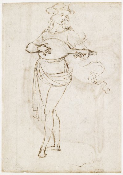 Recto: A Lute Player by Pietro Perugino